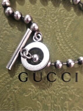 Gucci Sterling Silver Toggle Bracelet | Ball Chain Gucci Circle Charm
